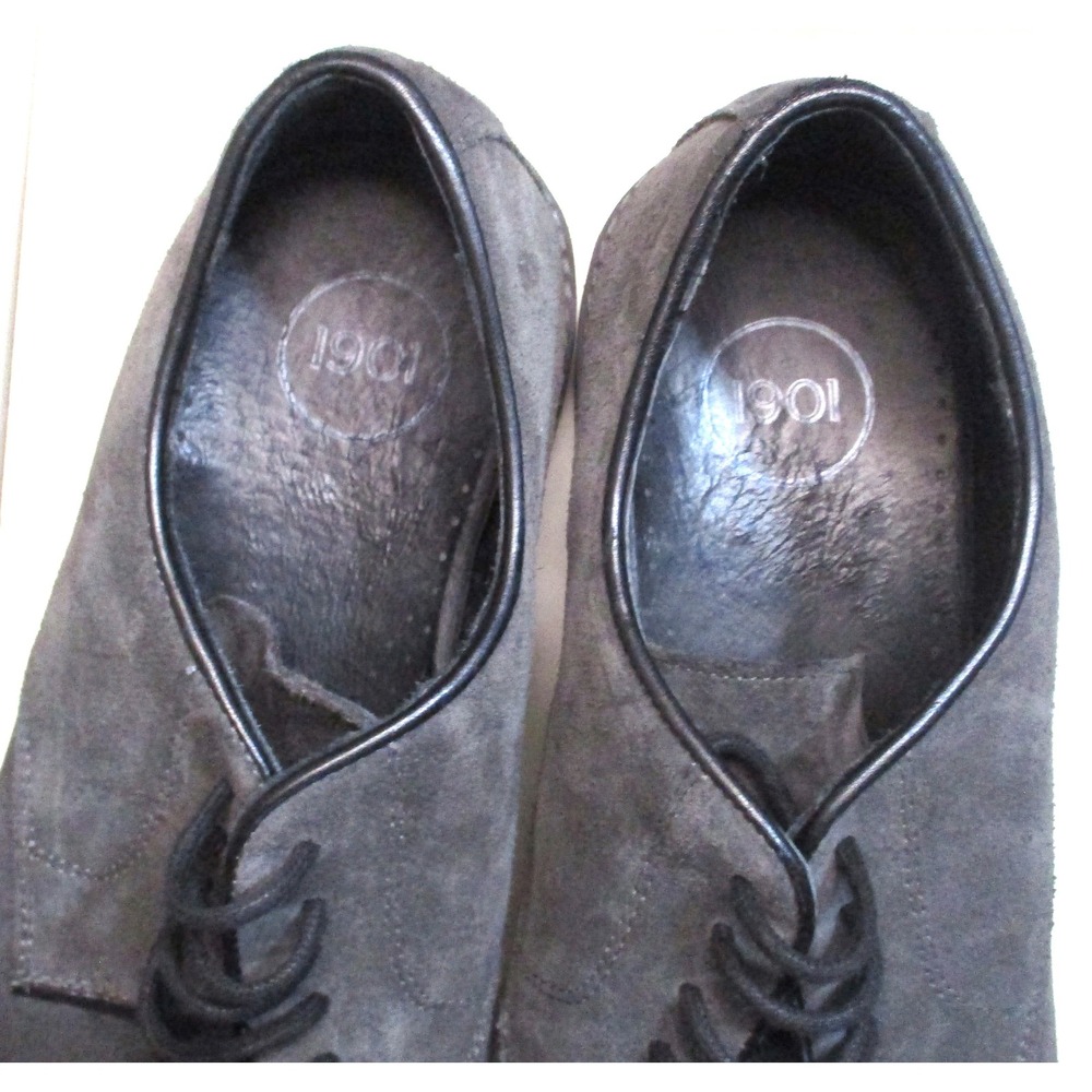 1901 Mens Grey Suede Derby Shoes Made in Italy Leather Lace Up Dress Shoes Sz 13 - Picture 6 of 9